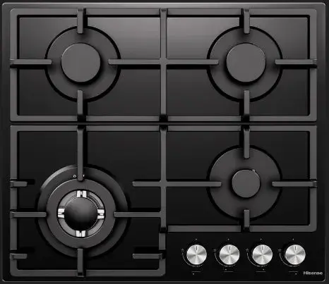 Hisense HHU60GAGB Built In Hob 4 Gas, 60CM - Black Glass