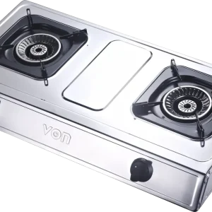 VON VCT2XWGX 2-Burner Gas Table Top Cooker – Enamel Coated, Dual Burners