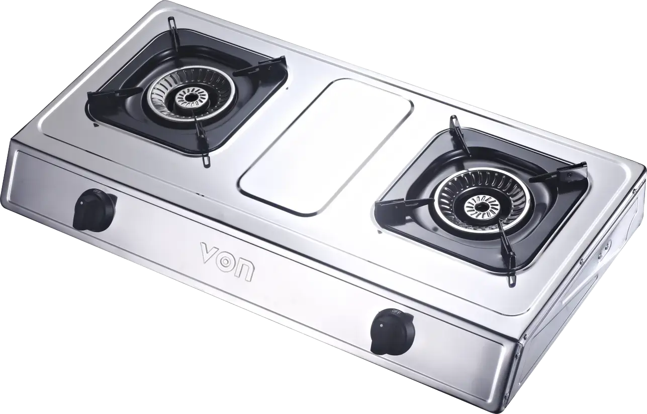 VON VCT2XWGX 2-Burner Gas Table Top Cooker – Enamel Coated, Dual Burners