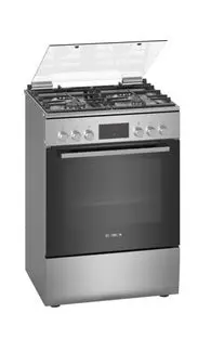 BOSCH Cooker 4 Gas + Electric oven - HXQ38AE50M Semi inox