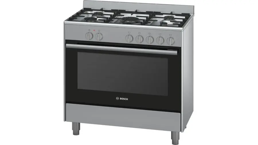 BOSCH Cooker 5 Gas + Electric oven - HSB734357Z Semi inox