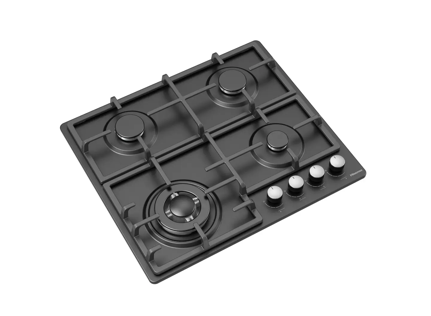 Hisense HGH641BS01 Built In Hob 4 Gas, 60CM - Black Stainless Steel