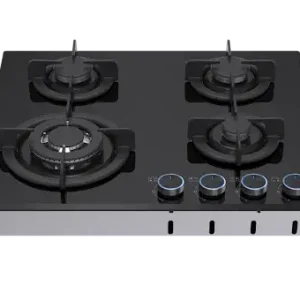 VON VHB60435WFCK Built In Hob, 4 Gas With WOK, 60M Black Glass
