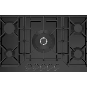 VON VHB86535WFCK Built In Hob, 5 Gas With WOK, 90CM Black Glass