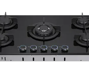 VON VHB90535WFCK Built In Hob, 5 Gas With WOK, 90CM Black Glass