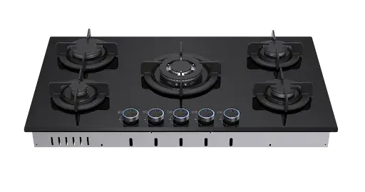 VON VHB90535WFCK Built In Hob, 5 Gas With WOK, 90CM Black Glass