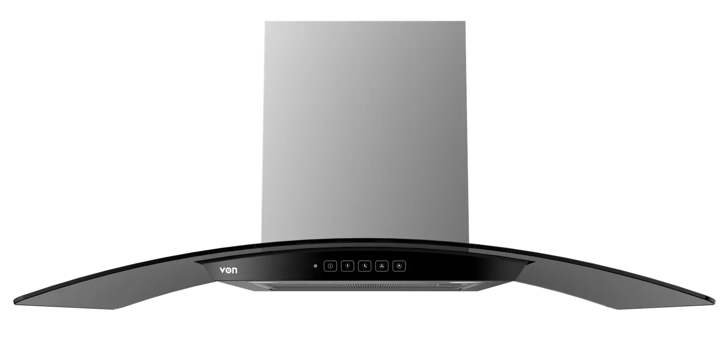 VON VHDWG970RCX Built In Hood Curved Glass 90CM, Stainless Steel