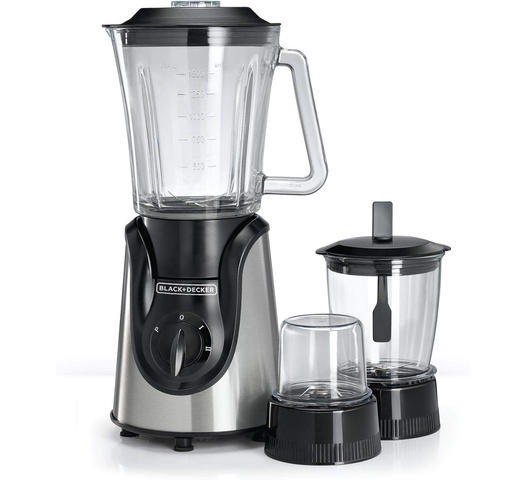 BLACK+DECKER BX600G-B5 Blender with Grinder, Mincer, Glass Jar 1.5L - 600W