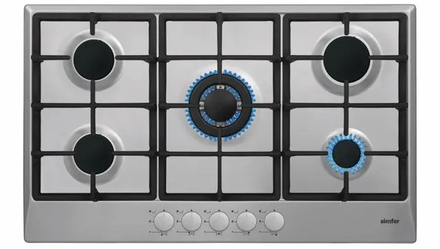 Simfer H9501VGVIM 4 Gas Hob, 1 Wok, Stainless Steel - 90CM