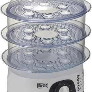 BLACK+DECKER HS6000-B5 Food Steamer 3 Tier, 10L - White