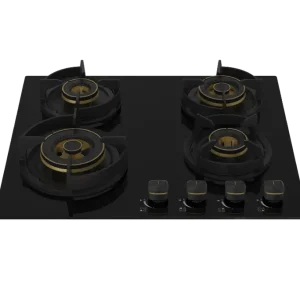 VON VHB60470WFCK Built In Hob, 4Gas With 2 WOK, 60M Black Glass