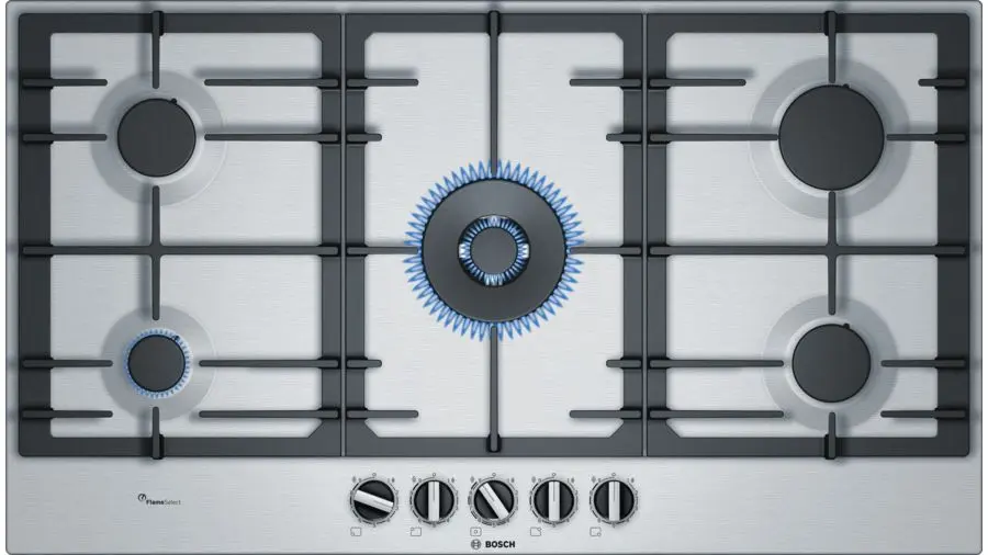 Bosch PCR9A5B90 5 Gas Stainless Steel Hob - 90 CM