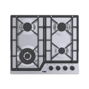 VON VHB58435WFCX Built In Hob, 4Gas With WOK, 60CM - Stainless Steel