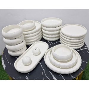 39 pcs White Porcelain Embossed Ceramic dinner set