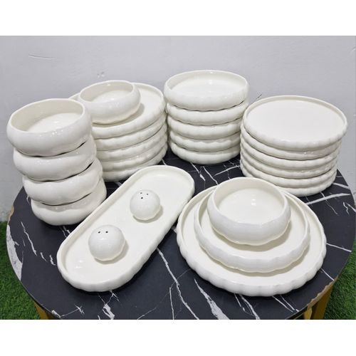 39 pcs White Porcelain Embossed Ceramic dinner set