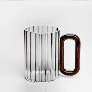 6pcs Heat Resistant Borosilicate Ribbed Glass Mugs