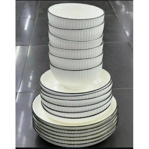 Dinner Set 18-Piece Japanese Ceramic Dinnerware Set – 6 Bowls, 6 Side Plates & 6 Dinner Plates