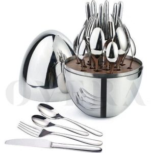 Egg-Shaped Cutlery Set Silver colour