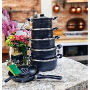 JP Jamesport 10pcs Non-Stick Granite Cooking Pot Sufurias Cookware Set ( 5 Pots And 5 Lids)