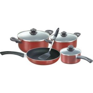 Ramtons RT/108 - Non/Stick 8Pcs Cookware Set - Maroon & Black