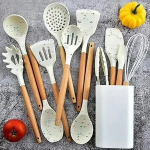 White marble silicone spoon set